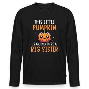 Cette petite citrouille va être une grande sœur - T-shirt manches longues Premium bio Homme - noir - Devant - Nico (187cm)