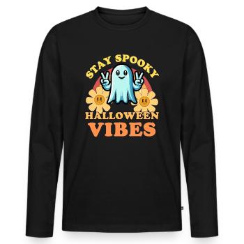 Stay Spooky Halloween Vibes - Men's Premium Organic Long Sleeve Shirt - black - Front - Nico (187cm)