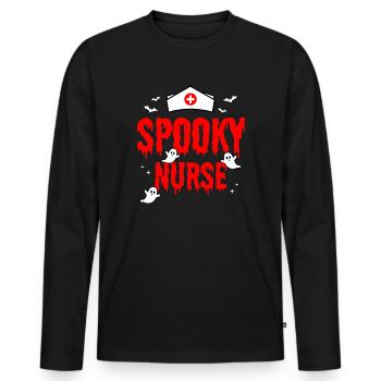 Spooky Nurse - Halloween - Men's Premium Organic Long Sleeve Shirt - black - Front - Nico (187cm)