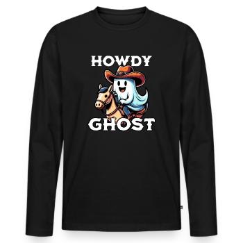 Howdy Ghost - Männer Premium Bio Langarmshirt - Schwarz - Vorne - Nico (187cm)