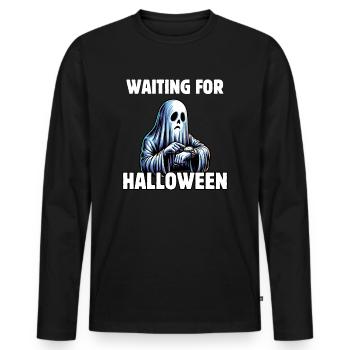 En attendant Halloween - T-shirt manches longues Premium bio Homme - noir - Devant - Nico (187cm)