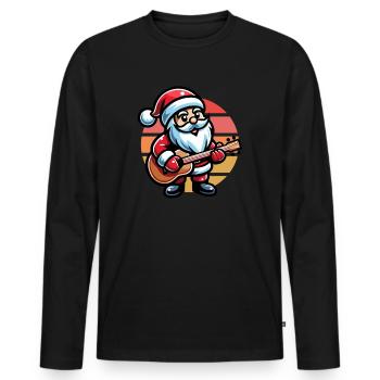 Weihnachtsmann Spielt Gitarre - Männer Premium Bio Langarmshirt - Schwarz - Vorne - Nico (187cm)