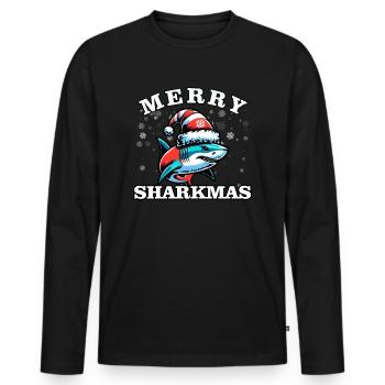 Merry Sharkmas - Noël - T-shirt manches longues Premium bio Homme - noir - Devant - Nico (187cm)
