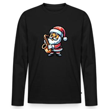 Le Père Noël joue du saxophone - T-shirt manches longues Premium bio Homme - noir - Devant - Nico (187cm)