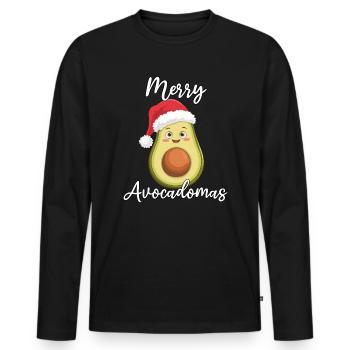 Merry Avocadomas - Funny Avocado - Men's Premium Organic Long Sleeve Shirt - black - Front - Nico (187cm)