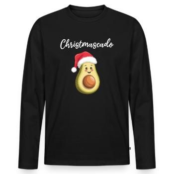 Christmascado - Funny Avocado - Men's Premium Organic Long Sleeve Shirt - black - Front - Nico (187cm)