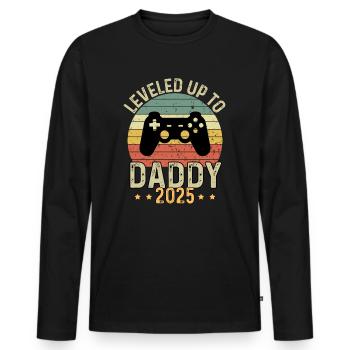 Mis à niveau jusqu’à papa 2025 - T-shirt manches longues Premium bio Homme - noir - Devant - Nico (187cm)
