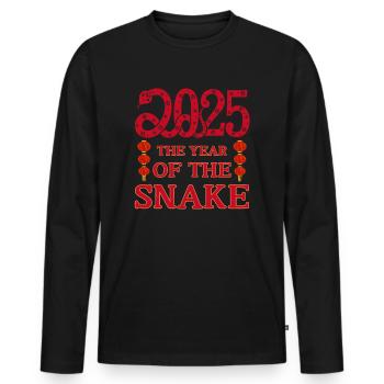 The Year Of The Snake 2025 - Chinese Year - Men's Premium Organic Long Sleeve Shirt - black - Front - Nico (187cm)