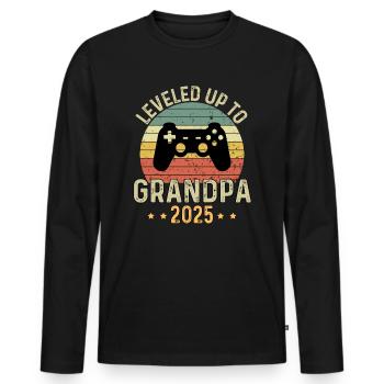 Mis à niveau jusqu’à grand-père 2025 - T-shirt manches longues Premium bio Homme - noir - Devant - Nico (187cm)