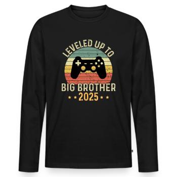 Mis à niveau jusqu’à Big Brother 2025 - T-shirt manches longues Premium bio Homme - noir - Devant - Nico (187cm)