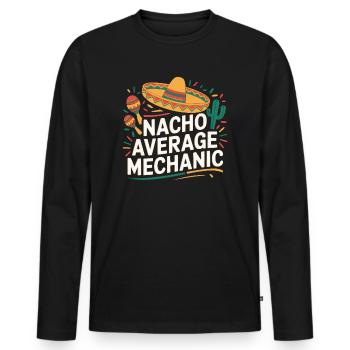 Nacho Mécanicien moyen - T-shirt manches longues Premium bio Homme - noir - Devant - Nico (187cm)