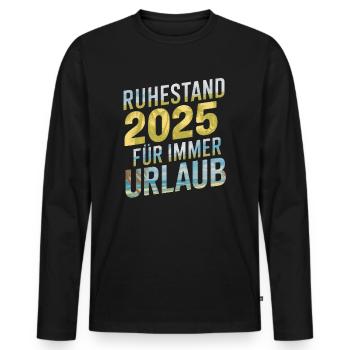 Retirement 2025 Forever Vacation - Men's Premium Organic Long Sleeve Shirt - black - Front - Nico (187cm)