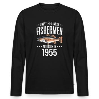 Only The Finest Fishermen Are Born In 1955 - Männer Premium Bio Langarmshirt - Schwarz - Vorne - Nico (187cm)