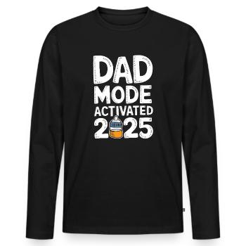 Mode papa activé 2025 - T-shirt manches longues Premium bio Homme - noir - Devant - Nico (187cm)