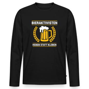 Beer activists: Lifting instead of gluing - Men's Premium Organic Long Sleeve Shirt - black - Front - Nico (187cm)