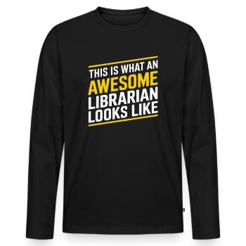 Voici à quoi ressemble un bibliothécaire génial - T-shirt manches longues Premium bio Homme - noir - Devant - Nico (187cm)