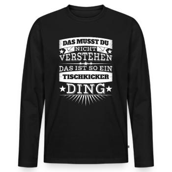 Tischkicker Ding - Männer Premium Bio Langarmshirt - Schwarz - Vorne - Nico (187cm)