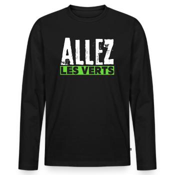 Allez les verts supporter stéphanois Football fier - T-shirt manches longues Premium bio Homme - noir - Devant - Nico (187cm)