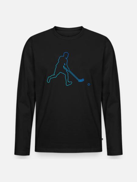 Floorball Floorball Floorball Mænd Floorball Spil - Premium økologisk langærmet T-shirt til mænd - sort