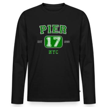 Pier 17 Gift Athletic Design Gift - Men's Premium Organic Long Sleeve Shirt - black - Front - Nico (187cm)
