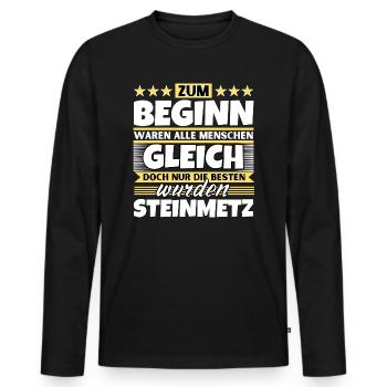 Zum Beginn gleich die besten wurden Steinmetz - Männer Premium Bio Langarmshirt - Schwarz - Vorne - Nico (187cm)