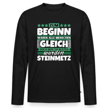 Zum Beginn gleich die besten wurden Steinmetz - Männer Premium Bio Langarmshirt - Schwarz - Vorne - Nico (187cm)