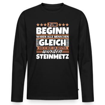 Zum Beginn gleich die besten wurden Steinmetz - Männer Premium Bio Langarmshirt - Schwarz - Vorne - Nico (187cm)