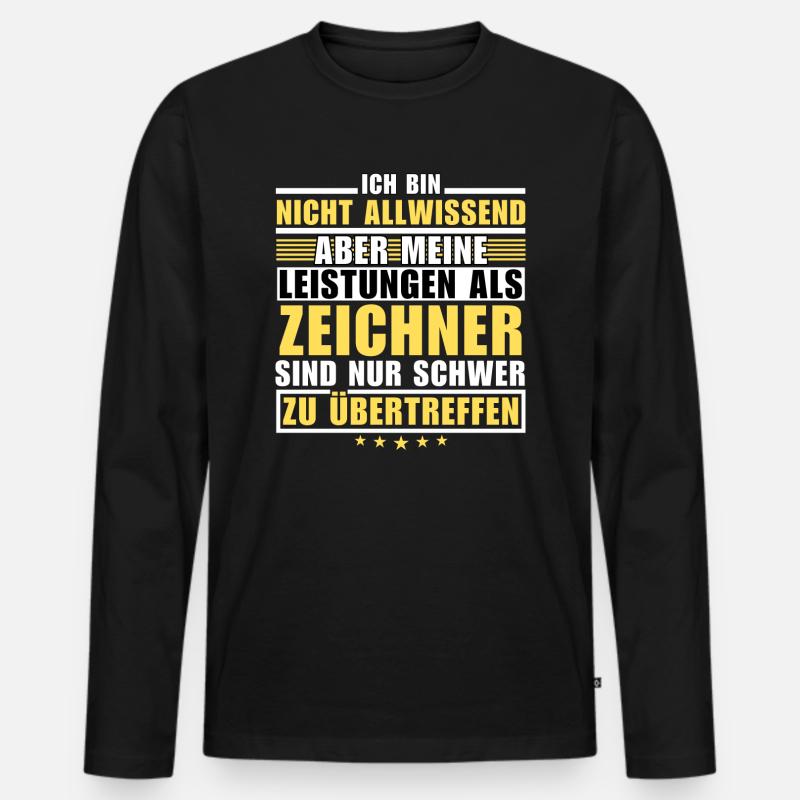 Unübertroffene Leistung als Zeichner - Männer Premium Bio Langarmshirt - Schwarz