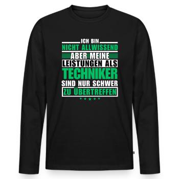 Unmatched performance as a technician - Men's Premium Organic Long Sleeve Shirt - black - Front - Nico (187cm)