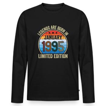 Legends Are Born In Janvier 1995 Edition Limitée - T-shirt manches longues Premium bio Homme - noir - Devant - Nico (187cm)
