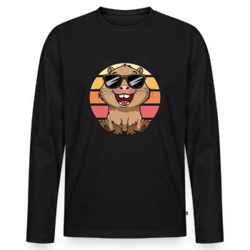 Cool Capybara Avec Lunettes De Soleil Vintage Coucher De Soleil - T-shirt manches longues Premium bio Homme - noir - Devant - Nico (187cm)