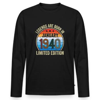Legends Are Born In January 1940 Limited Edition - Männer Premium Bio Langarmshirt - Schwarz - Vorne - Nico (187cm)