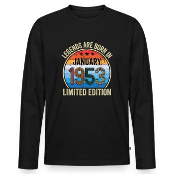 Legends Are Born In January 1953 Limited Edition - Männer Premium Bio Langarmshirt - Schwarz - Vorne - Nico (187cm)