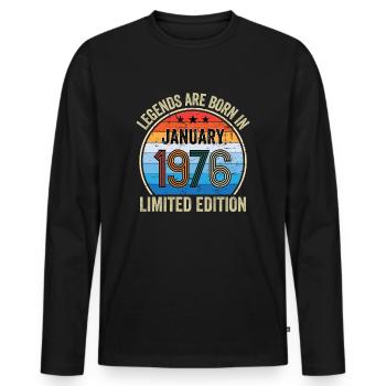 Legends Are Born In January 1976 Limited Edition - Männer Premium Bio Langarmshirt - Schwarz - Vorne - Nico (187cm)