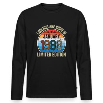 Les légendes sont nées en janvier 1988 Édition limitée - T-shirt manches longues Premium bio Homme - noir - Devant - Nico (187cm)