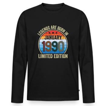 Legends Are Born In Janvier 1990 Edition Limitée - T-shirt manches longues Premium bio Homme - noir - Devant - Nico (187cm)
