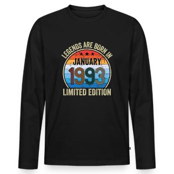 Legends Are Born In Janvier 1993 Edition Limitée - T-shirt manches longues Premium bio Homme - noir - Devant - Nico (187cm)