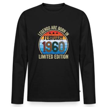 Legends Are Born In February 1960 Limited Edition - Men's Premium Organic Long Sleeve Shirt - black - Front - Nico (187cm)
