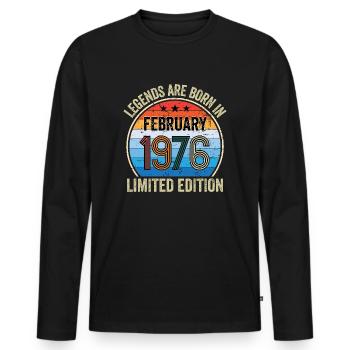 Legends Are Born In February 1976 Limited Edition - Männer Premium Bio Langarmshirt - Schwarz - Vorne - Nico (187cm)