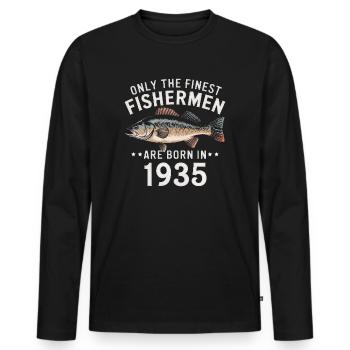 Only The Finest Fishermen Are Born In 1935 - Männer Premium Bio Langarmshirt - Schwarz - Vorne - Nico (187cm)