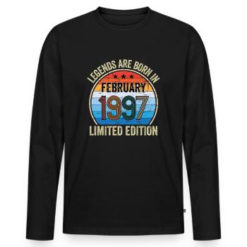 Les légendes sont nées en février 1997 Édition limitée - T-shirt manches longues Premium bio Homme - noir - Devant - Nico (187cm)