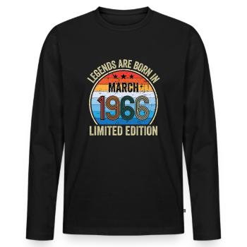 Les légendes sont nées en mars 1966 Édition limitée - T-shirt manches longues Premium bio Homme - noir - Devant - Nico (187cm)