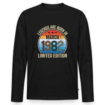 Les légendes sont nées en mars 1982 Édition limitée - T-shirt manches longues Premium bio Homme - noir - Devant - Nico (187cm)