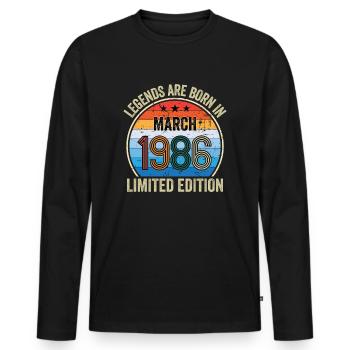 Legends Are Born In March 1986 Limited Edition - Männer Premium Bio Langarmshirt - Schwarz - Vorne - Nico (187cm)