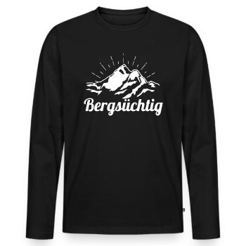 Bergsüchtig - Wandern - Berge - Männer Premium Bio Langarmshirt - Schwarz - Vorne - Nico (187cm)