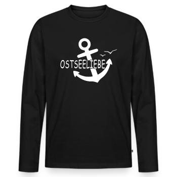 Ostseeliebe - der vergessene Anker - Männer Premium Bio Langarmshirt - Schwarz - Vorne - Nico (187cm)