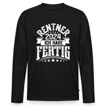 Rentner 2024 - Männer Premium Bio Langarmshirt - Schwarz - Vorne - Nico (187cm)