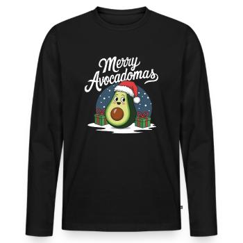 Merry Avocadomas - Funny Avocado - Men's Premium Organic Long Sleeve Shirt - black - Front - Nico (187cm)