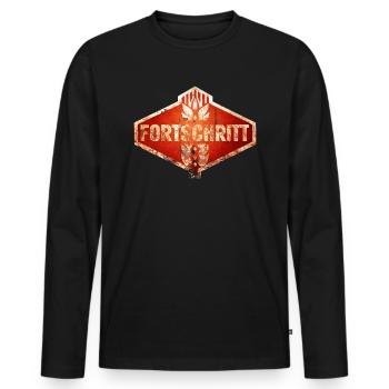 DDR Fortschritt - Traktoren - Vintage Logo Rosti - Männer Premium Bio Langarmshirt - Schwarz - Vorne - Nico (187cm)