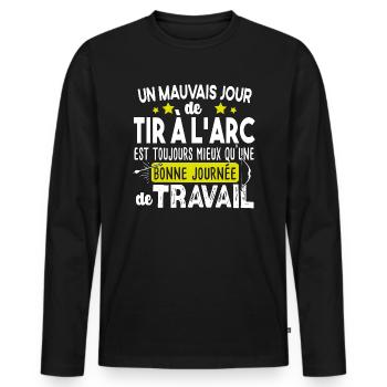 Tir à l'arc Travail Sport Flèche Cadeau Humour - T-shirt manches longues Premium bio Homme - noir - Devant - Nico (187cm)